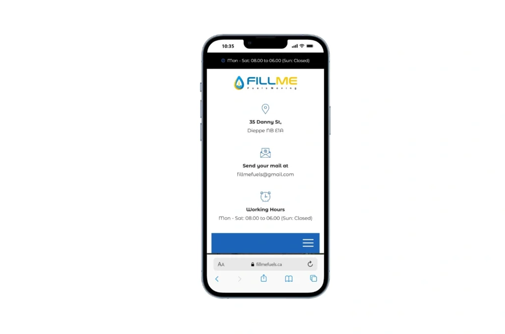FillmeFules website mobile view responsive layout and interface
