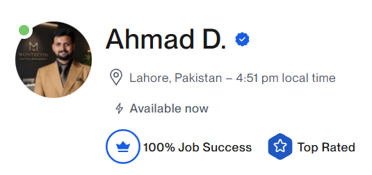 upwork profile screenshot | Ahmad Dastageer