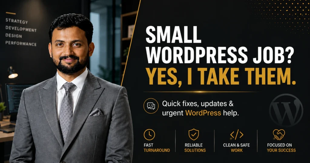 WordPress developer for small jobs, updates and quick fixes